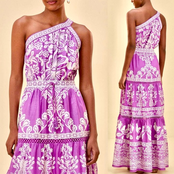🌺🎉HP🎉🌺 NWT Farm Rio Lilac Sweet Garden Maxi Dress - Picture 4 of 16